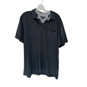 Banana Republic Black Casual Work Cotton‎ Fitted Short Sleeve Polo Shirt Size XL